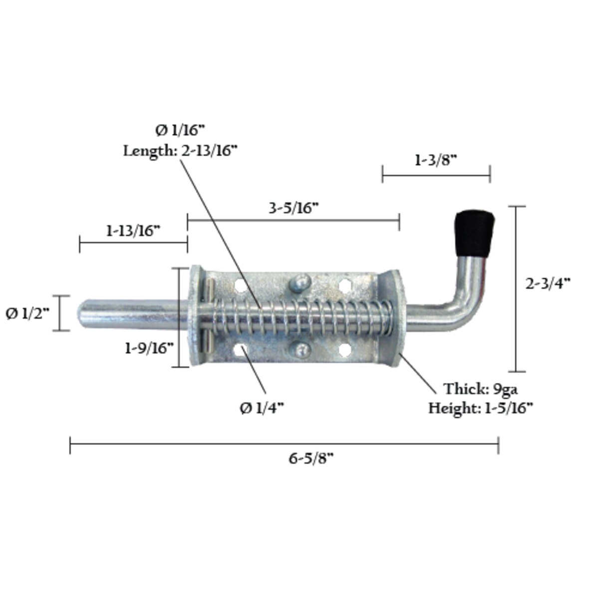 Spring Latch W/ Rubber Grip-Zinc Pl | Spring Creek Products