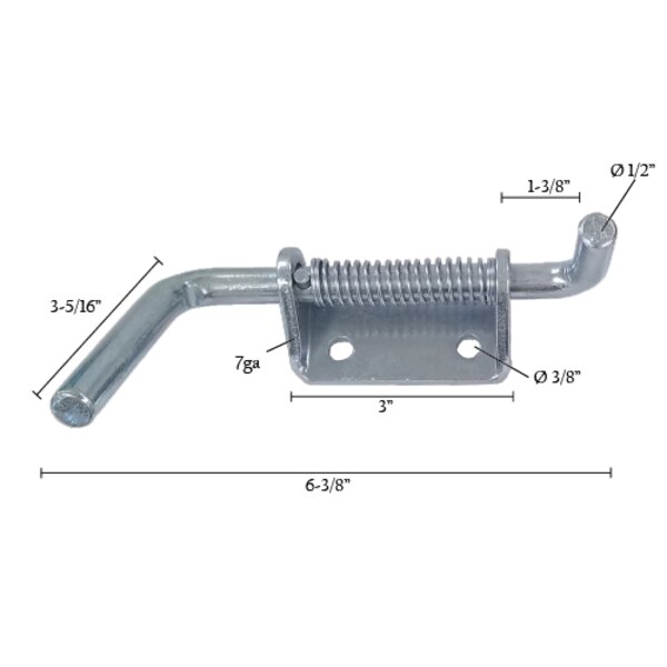 1/2" Spring Latch Zinc - Lefthand | Spring Creek Products